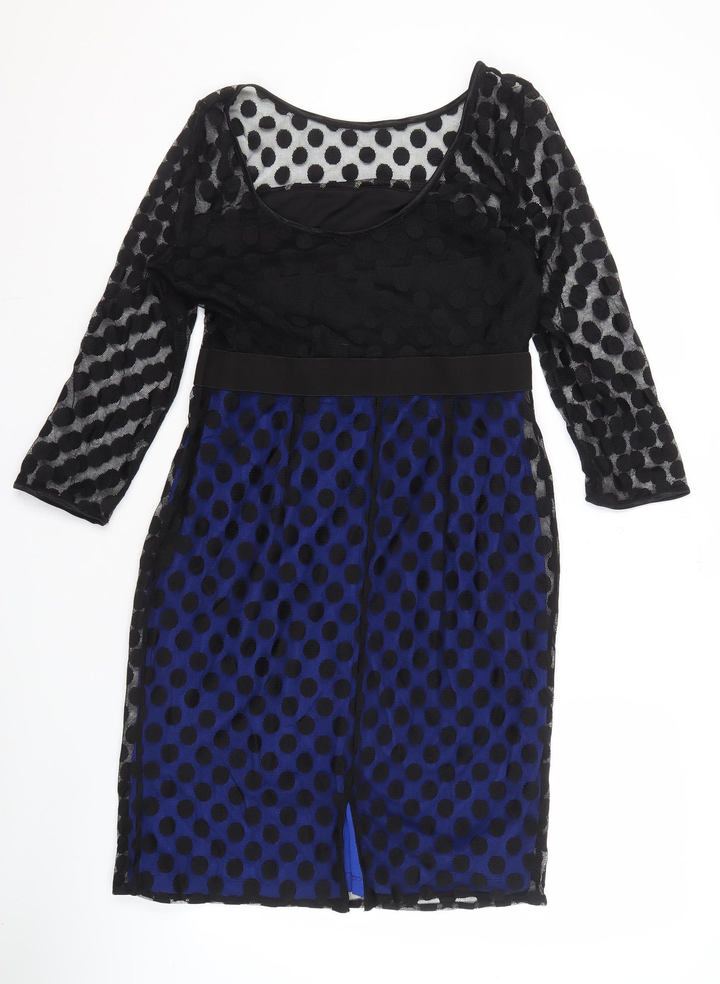 Untold Women's Black Blue Polka Dot Long Sleeve Dress