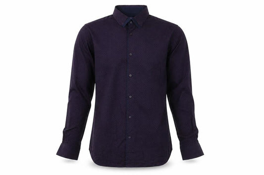 Next Men's Slim Fit Blue Geometric Shirt Size 15.5