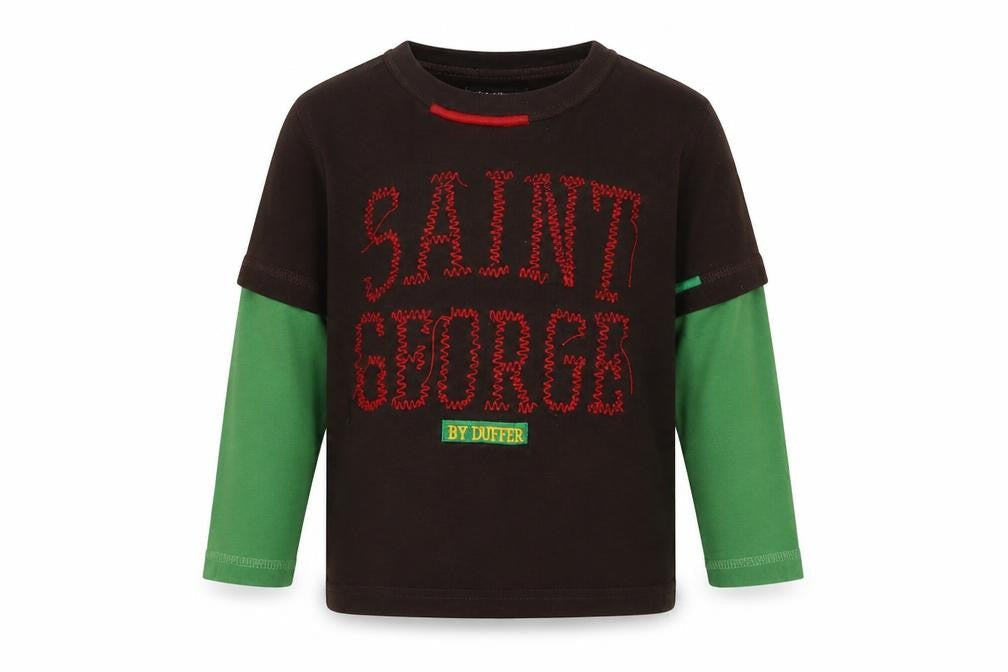 St George by Duffer Unisex Baby T-Shirt Brown/Green 12-18 Months