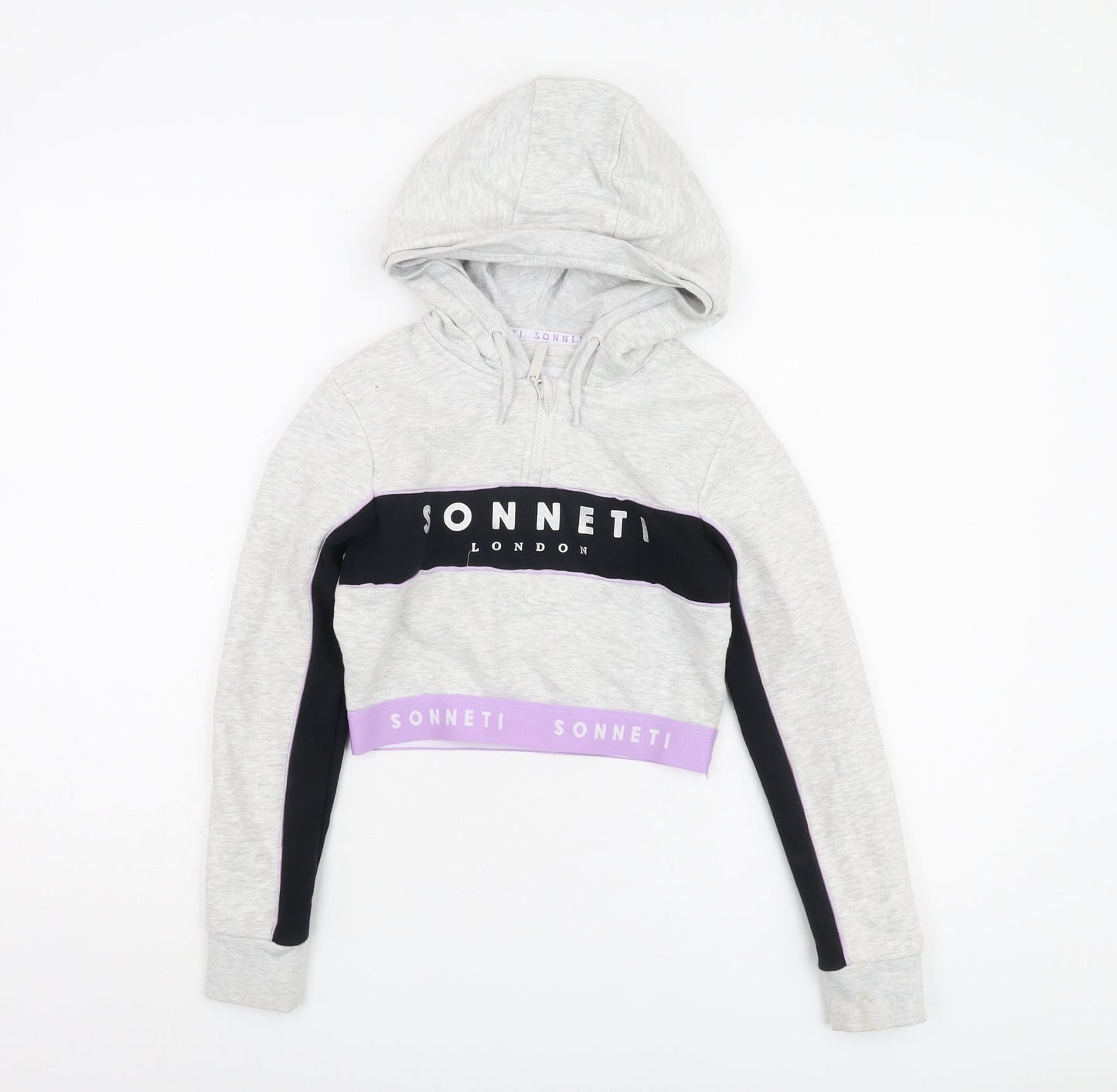 Sonneti Girls Grey Logo Pullover Hoodie, 8-9 Years