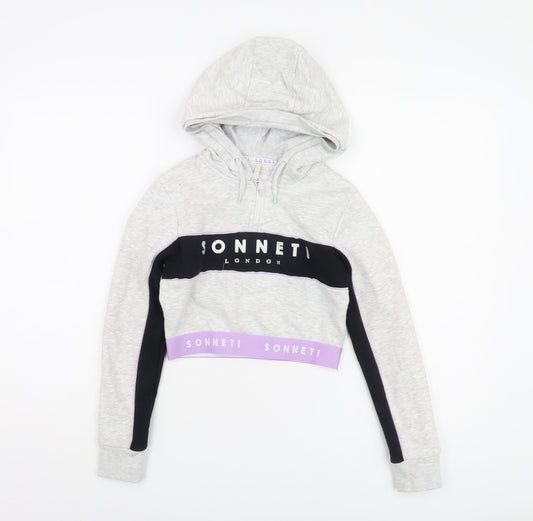 Sonneti Girls Grey Logo Pullover Hoodie, 8-9 Years
