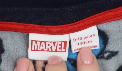 Preloved Marvel Boys Blue Superhero Pyjama Top 9-10 Years Fleece - Label