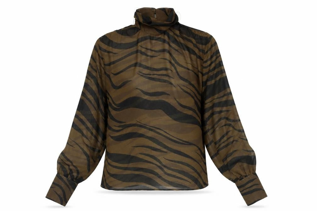 ASOS DESIGN Women's Brown Animal Print Blouse, Size 8