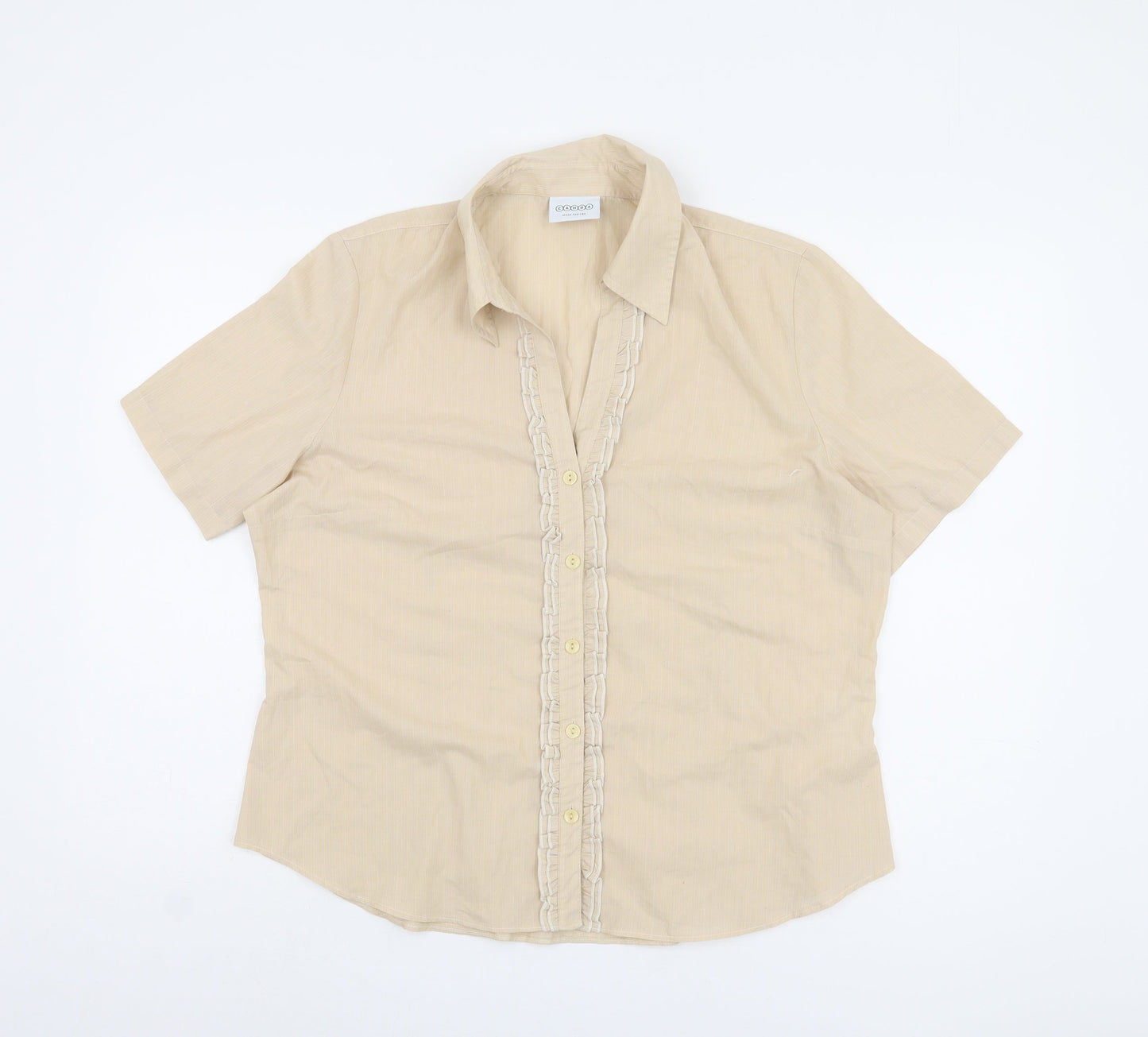 Canda Women's Beige Button-Up Shirt Size 18