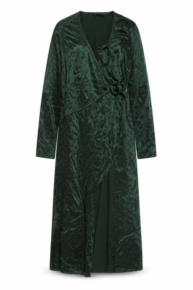 PrettyLittleThing Green V-Neck Dress UK 8
