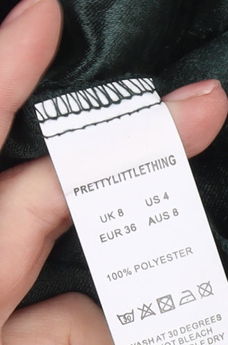 PrettyLittleThing Green V-Neck Dress UK 8