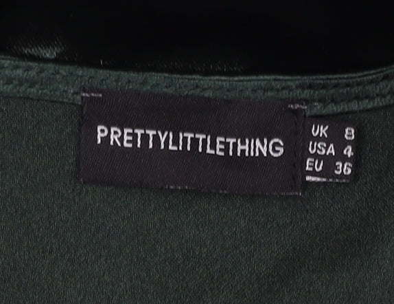 PrettyLittleThing Green V-Neck Dress UK 8