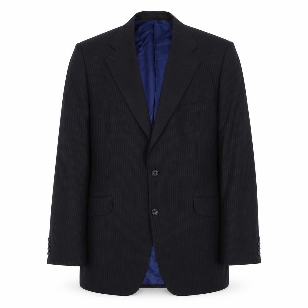Marks & Spencer Men's Navy Blazer, 42L, Striped Wool Blend