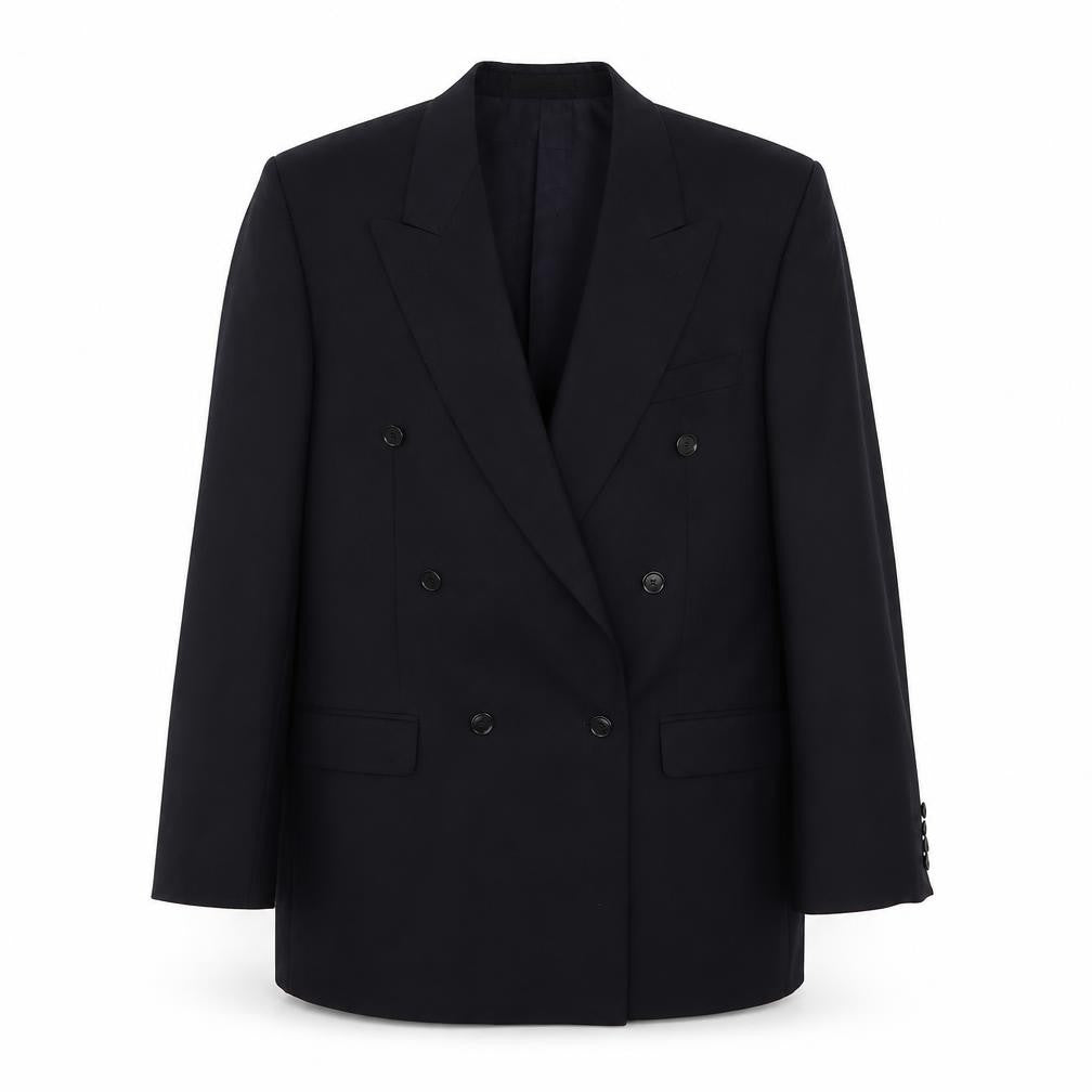 Pierre Balmain Men's Blue Wool Double-Breasted Blazer 40L