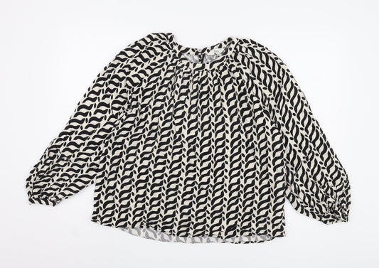 Marks and Spencer Women's Black Geometric Blouse Size 12