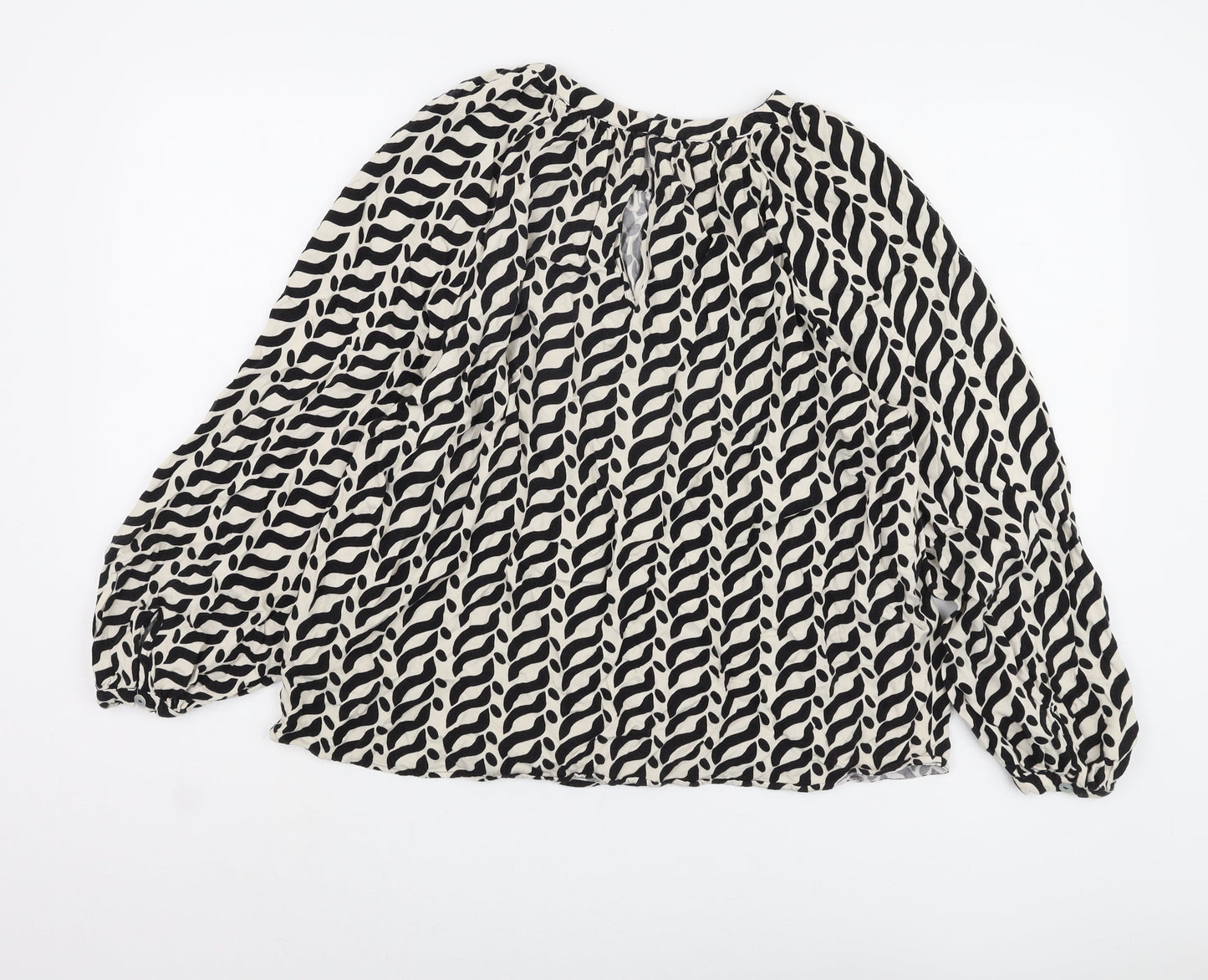 Marks and Spencer Women's Black Geometric Blouse Size 12