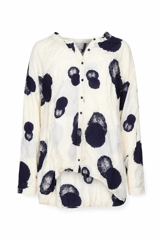 Soft B Women's Ivory Polka Dot Button-Up Shirt, M