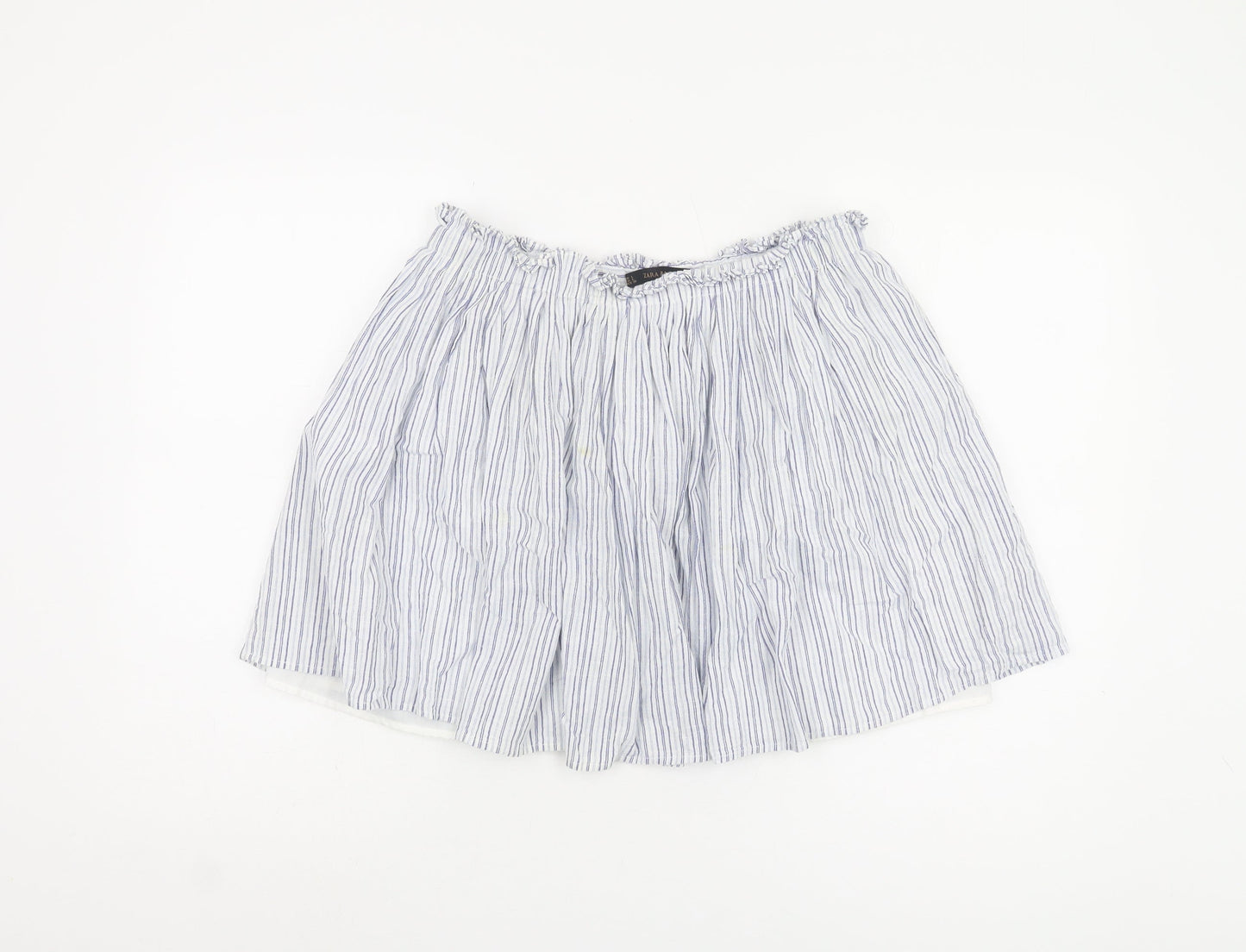 Zara Basic Women's Blue Striped Cotton Skirt - L