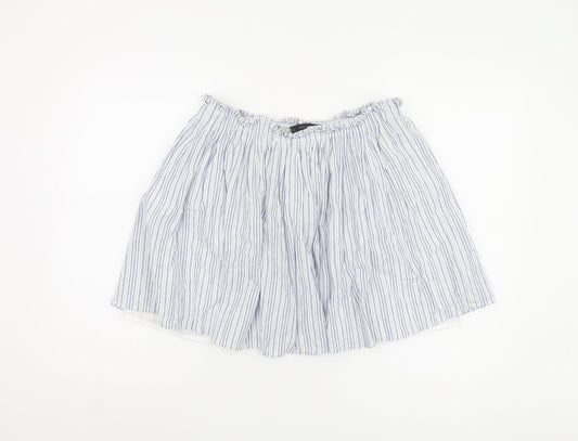 Zara Basic Women's Blue Striped Cotton Skirt - L