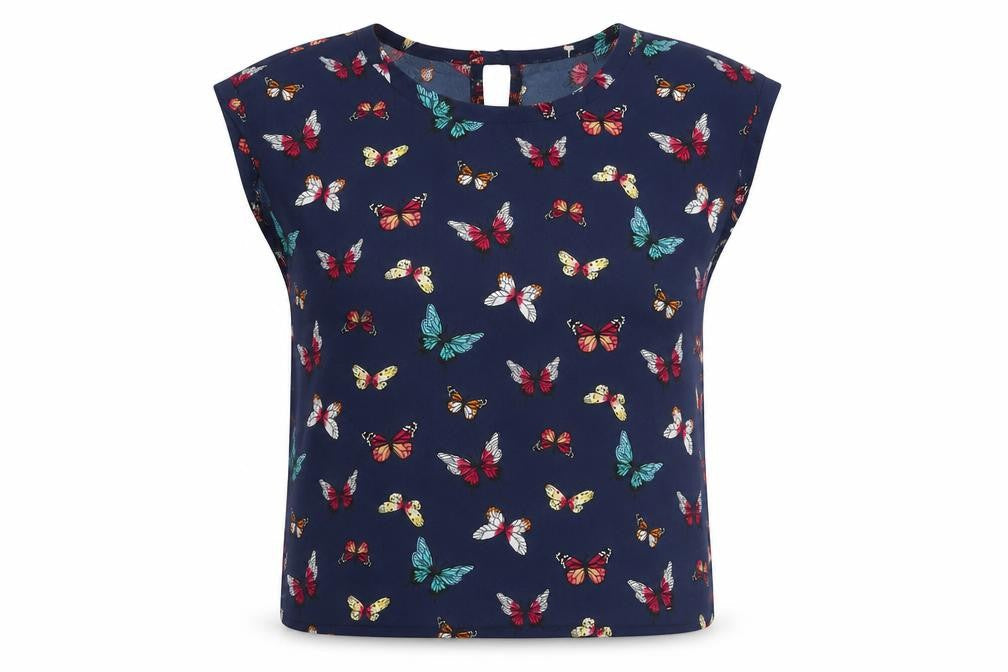 Abercrombie & Fitch Women's Blue Butterfly Blouse, S