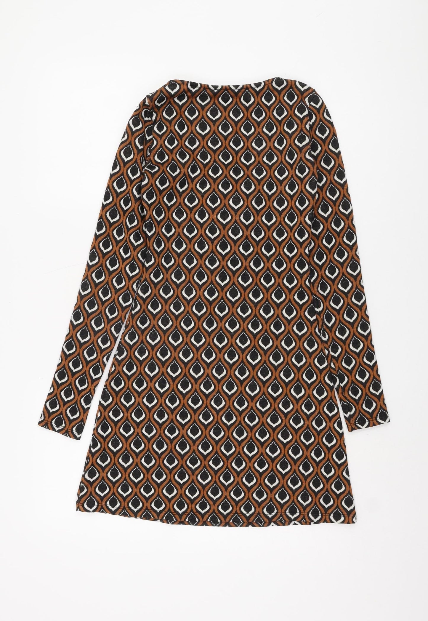 Bershka Women's Brown Geometric A-Line Dress S