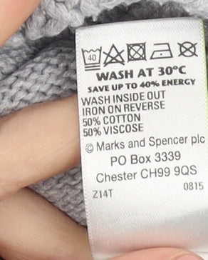 Marks and Spencer Women's Grey Roll Neck Jumper, Size 12