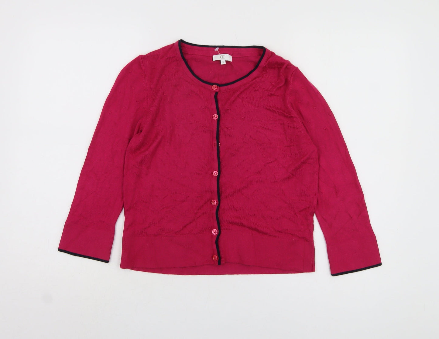CC Women's Red Cardigan S Crew Neck Long Sleeve