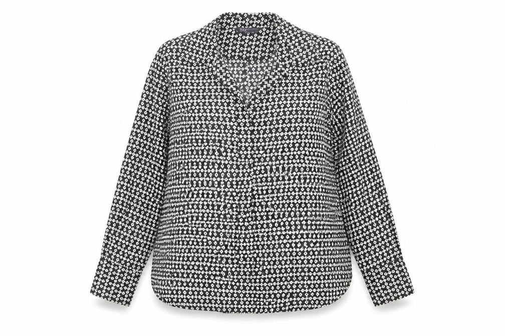Marks & Spencer Women's Black Geometric Button-Up Shirt Size 8