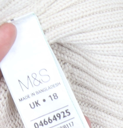 Marks and Spencer Women's Beige Full Zip Cotton Jumper