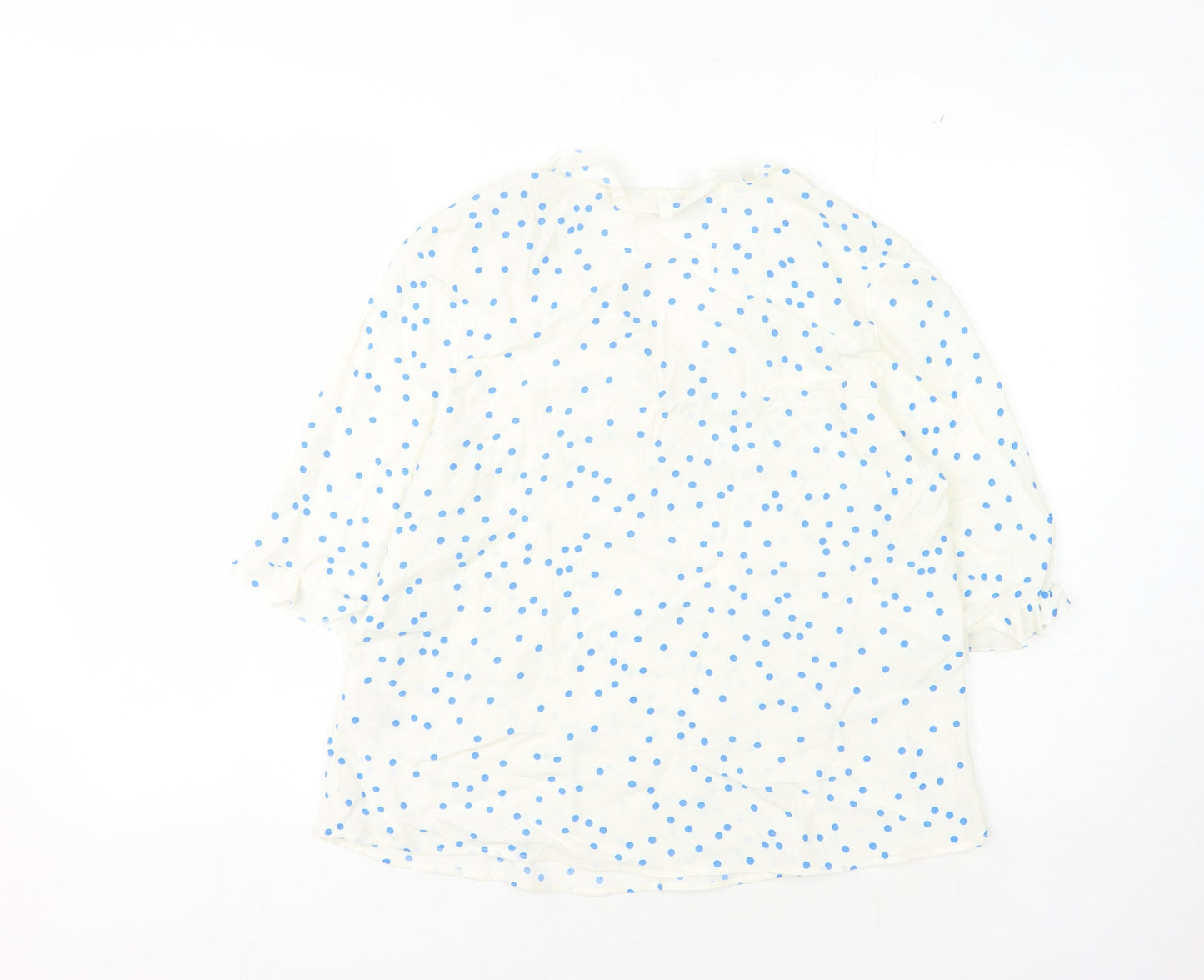 Marks and Spencer Women's White Polka Dot Blouse - Size 8