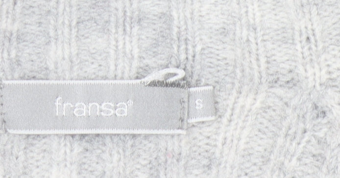 Fransa Women's Grey Chunky-Knit Cardigan, Size S