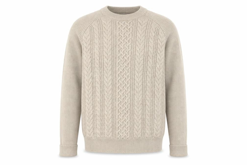 Mantaray Men's Beige Cable-Knit Pullover Jumper, M