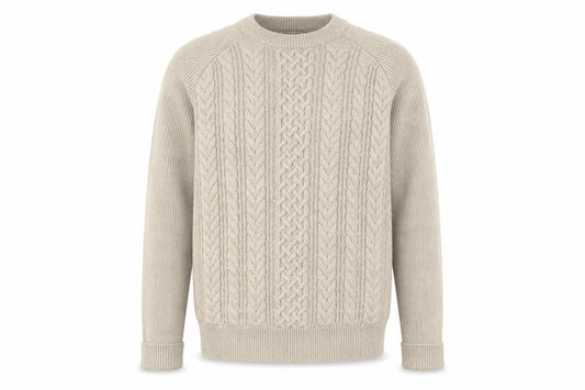 Mantaray Men's Beige Cable-Knit Pullover Jumper, M