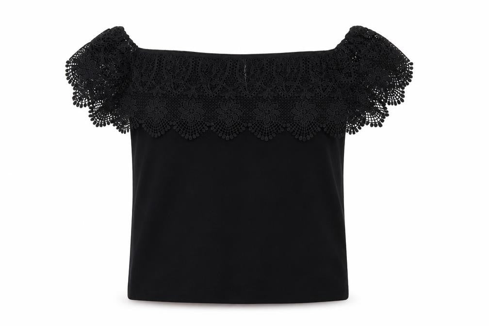 Lipsy Black Off-the-Shoulder Lace Women's Blouse Size 16