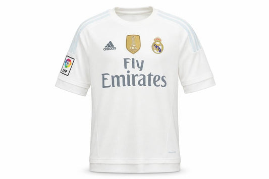 Front view of Adidas boys’ white football jersey - m, breathable, sports
