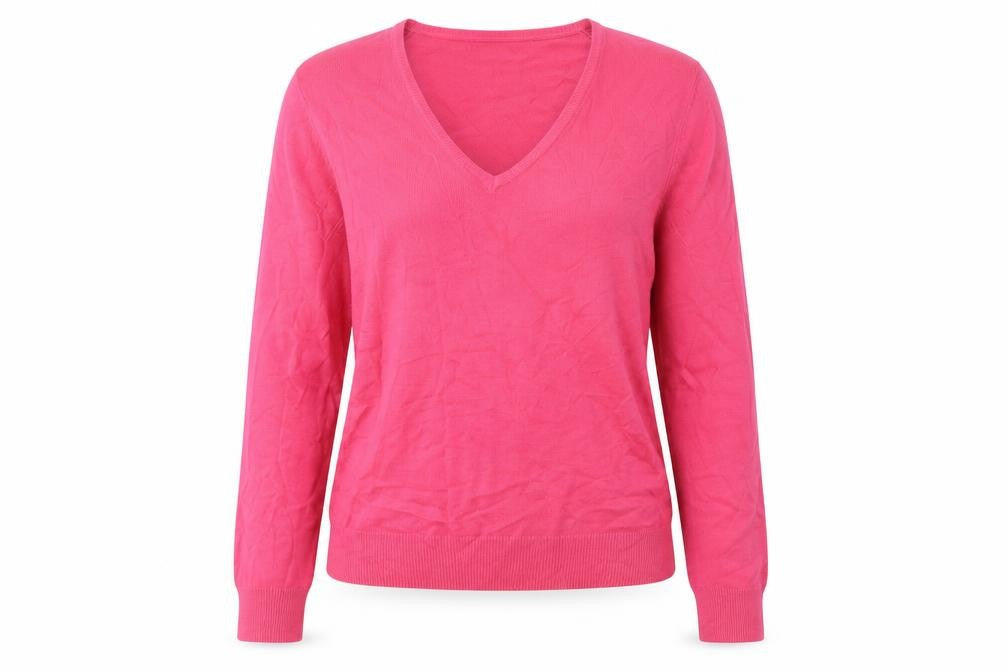 Marks & Spencer Women's Pink V-Neck Jumper, Size 14