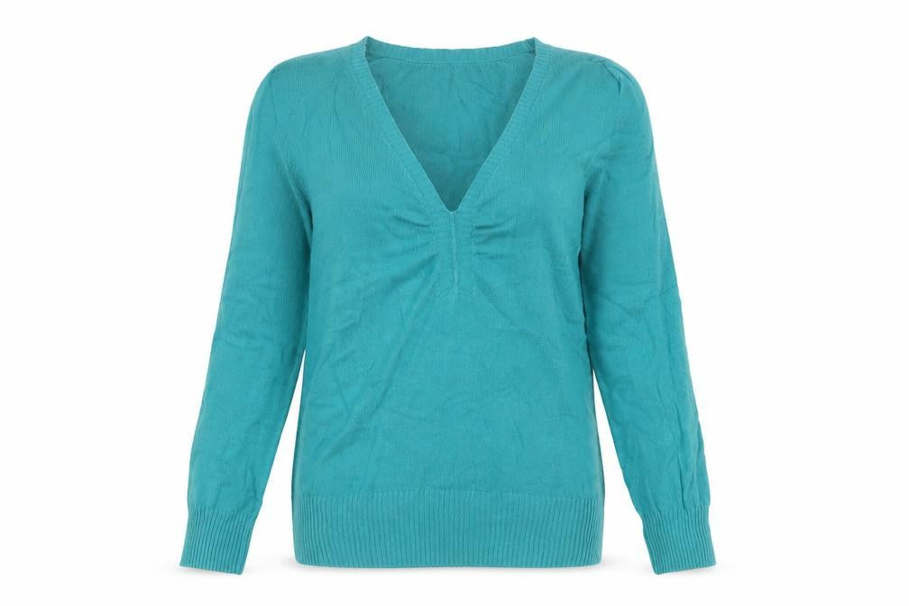 Oasis Women's Blue V-Neck Pullover Jumper Size 8