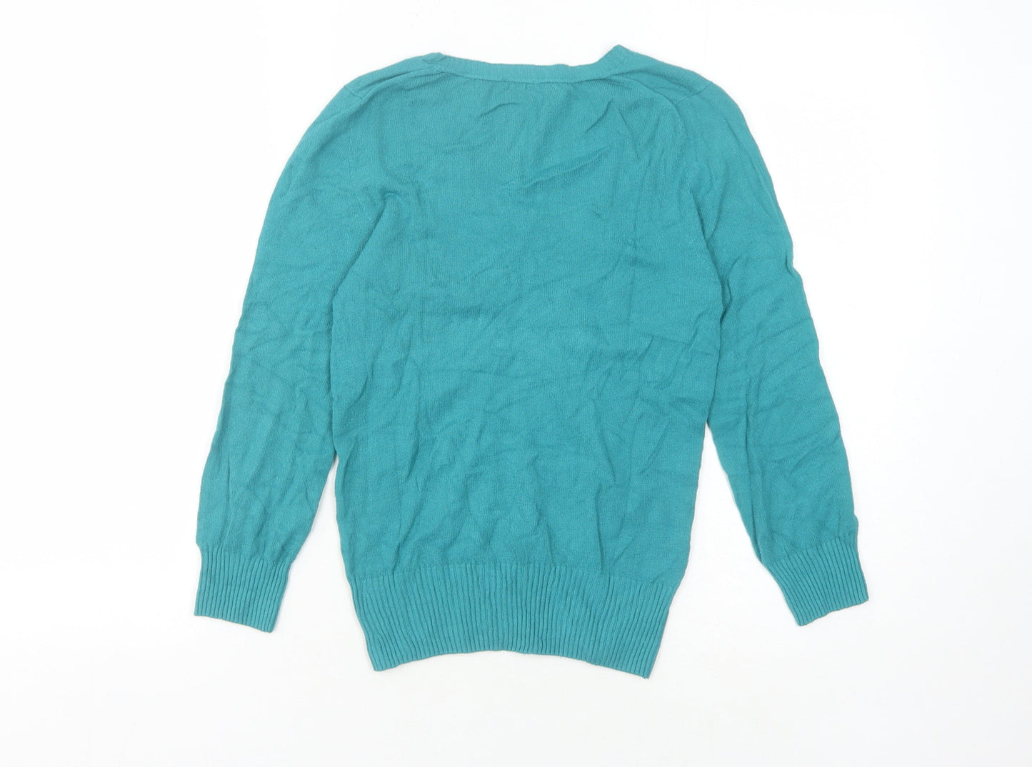 Oasis Women's Blue V-Neck Pullover Jumper Size 8