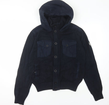 Front view of Eight Eight Three Police Men's Blue Cardigan, size 3
