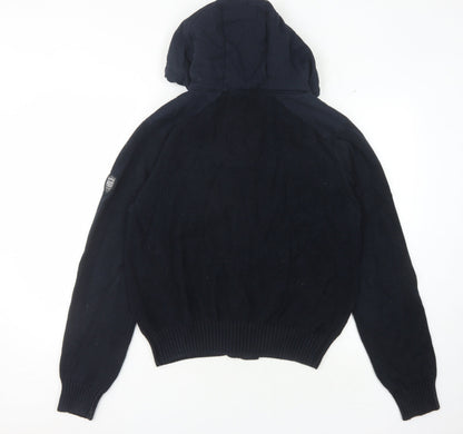 Back view of Eight Eight Three Police Men's Blue Cardigan, size 3