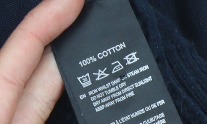 Brand and care label for Eight Eight Three Police Men's Blue Cardigan, size 3