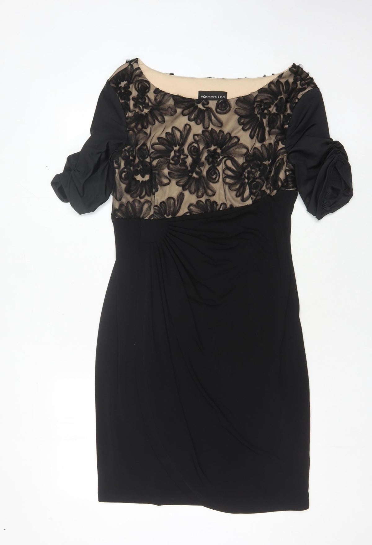 Connected Apparel Women's Black Floral Dress, Size 12