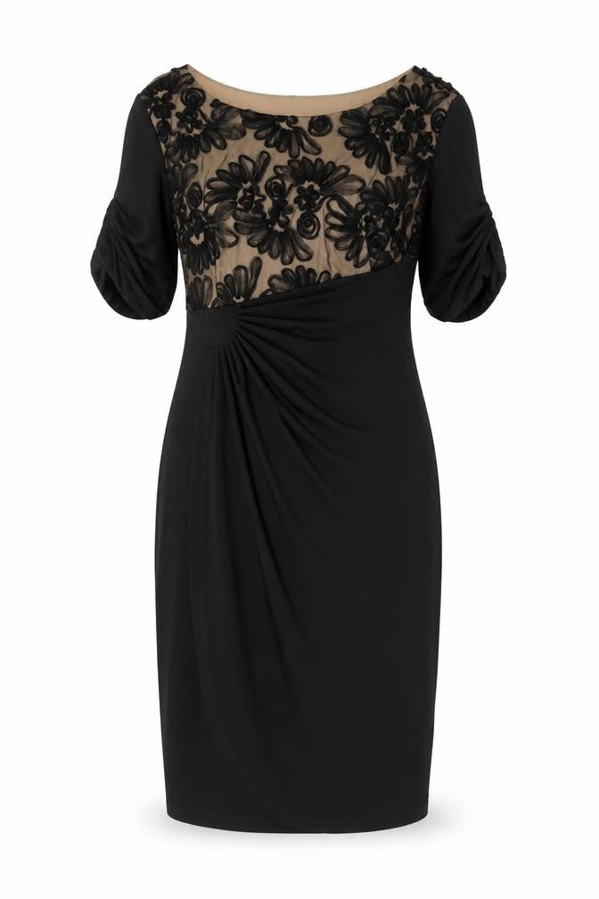 Connected Apparel Women's Black Floral Dress, Size 12