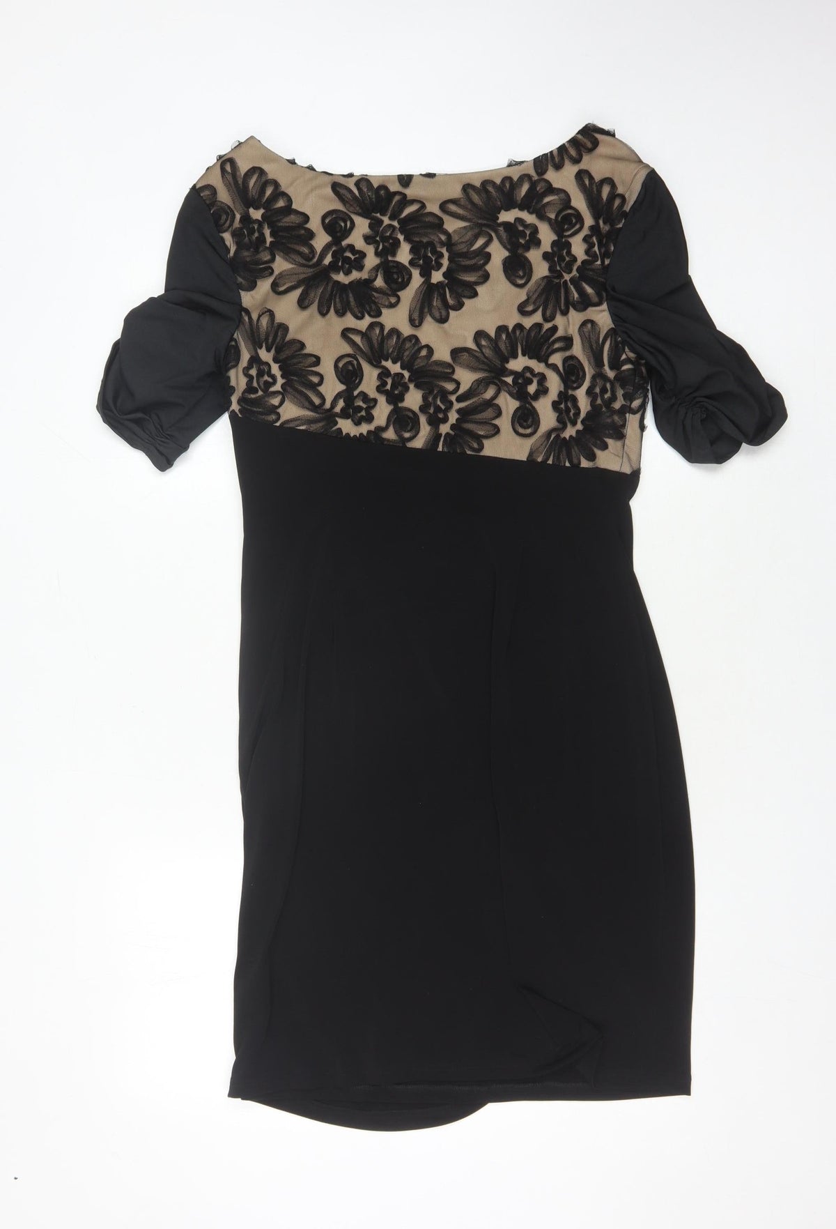 Connected Apparel Women's Black Floral Dress, Size 12