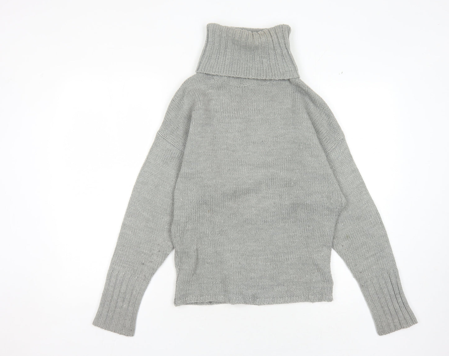 Bershka Women's Grey Roll Neck Pullover Jumper Size S