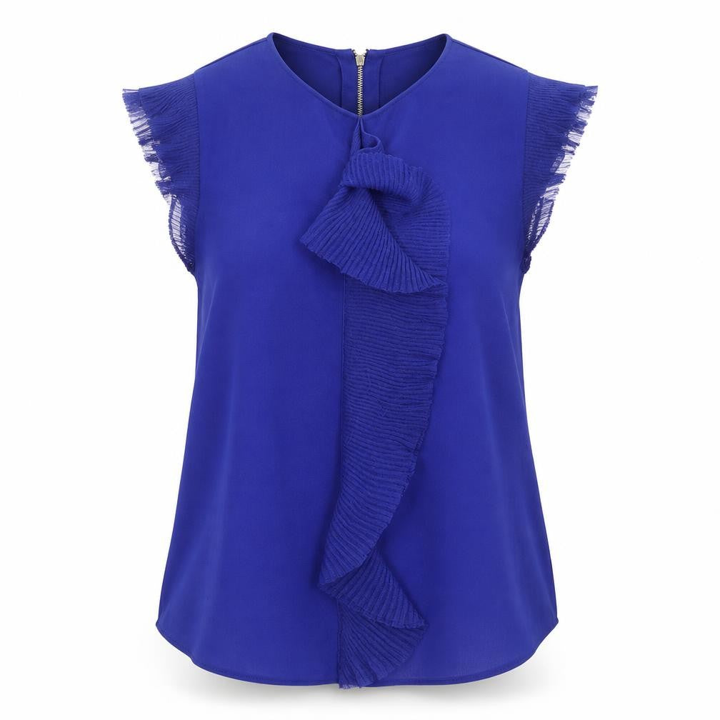 Ted Baker Women's Blue Ruffle Blouse - Small