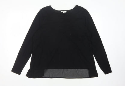 Warehouse Women's Black Long Sleeve Crew Neck Top