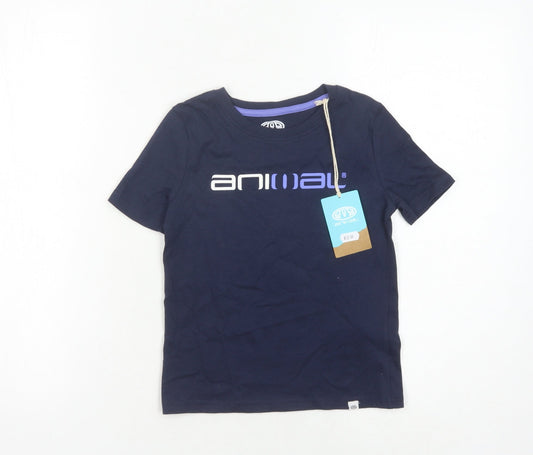 Animal Boys Blue Logo T-Shirt 5-6 Years Cotton Casual New