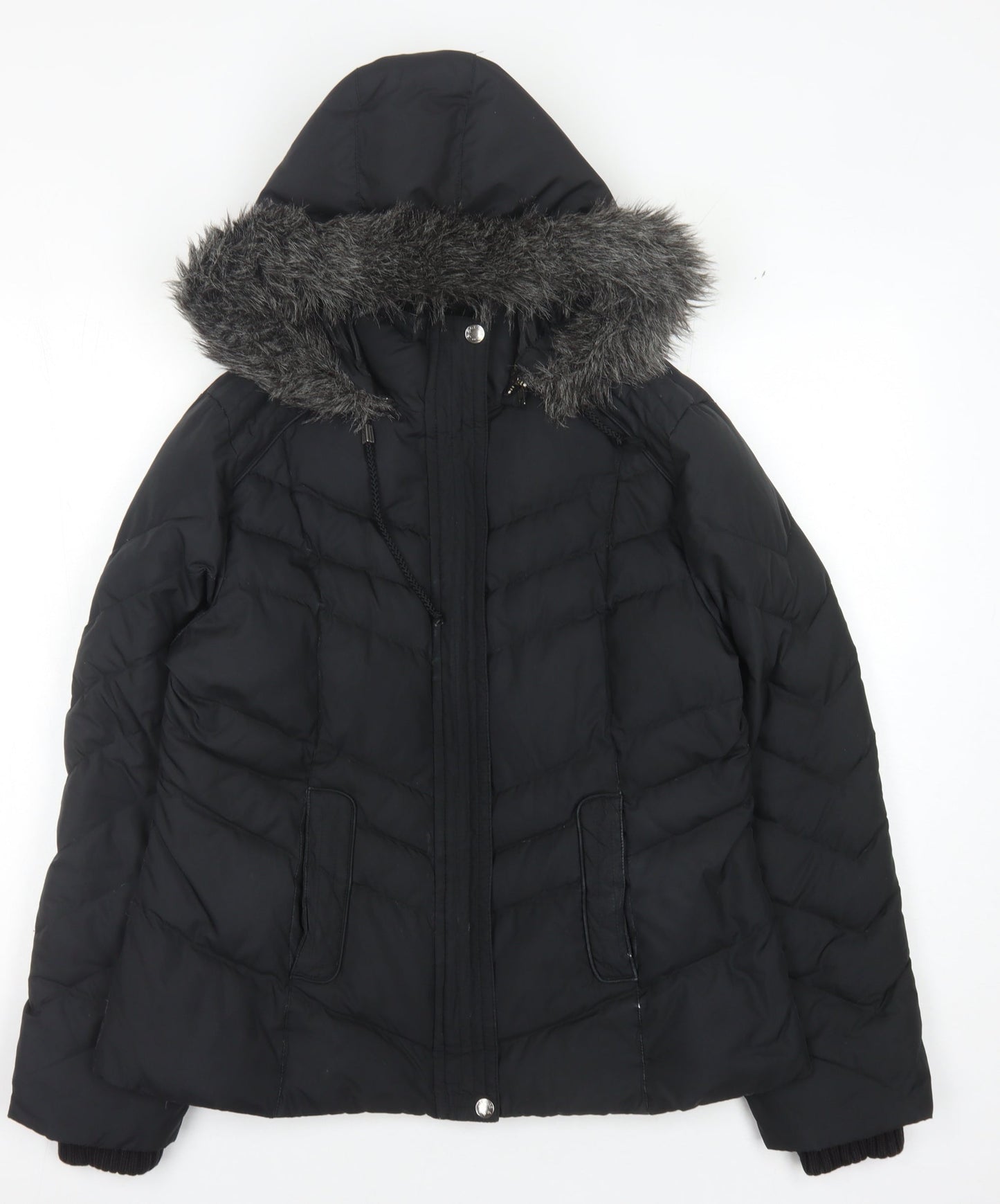 Per Una Women's Black Puffer Jacket M with Hood