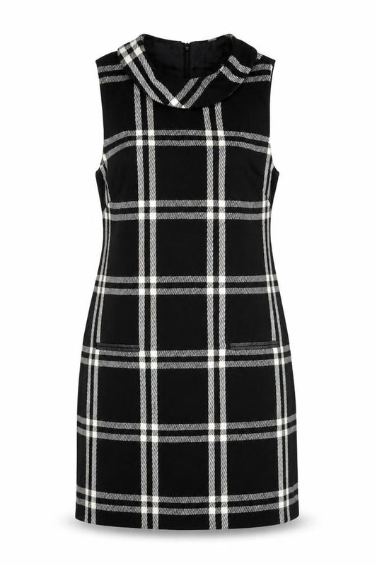 Next Women's Black Check Shift Dress, Size 12 - Elegant Style