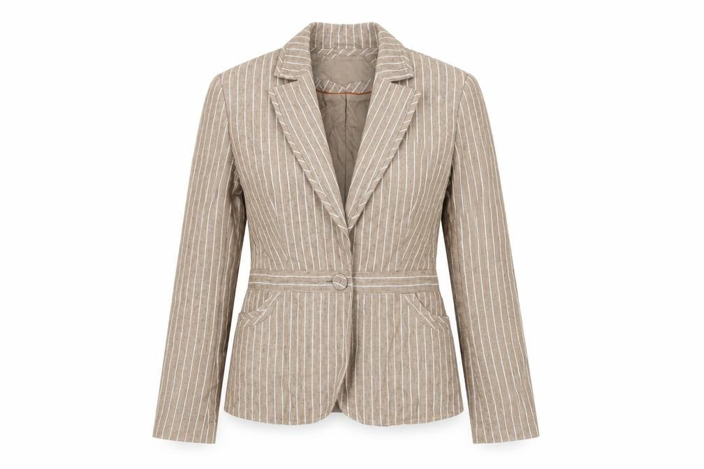 Next Women Brown Striped Suit Jacket, Size 10