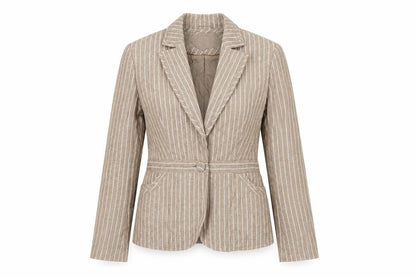 Next Women Brown Striped Suit Jacket, Size 10