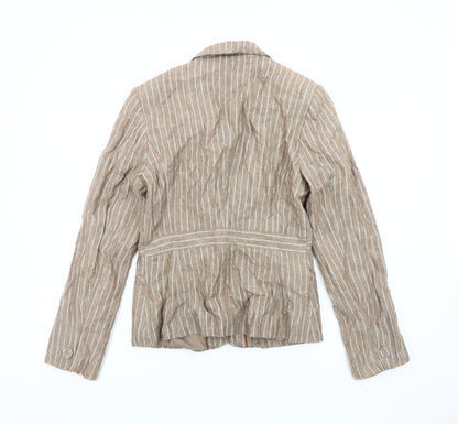 Next Women Brown Striped Suit Jacket, Size 10