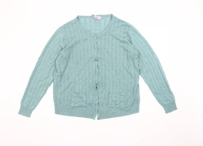 Additional front view of Honor Millburn Women's Medium Cardigan, Round Neck