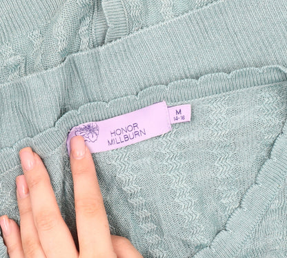 Close-up detail of Honor Millburn Women's Medium Cardigan, Round Neck